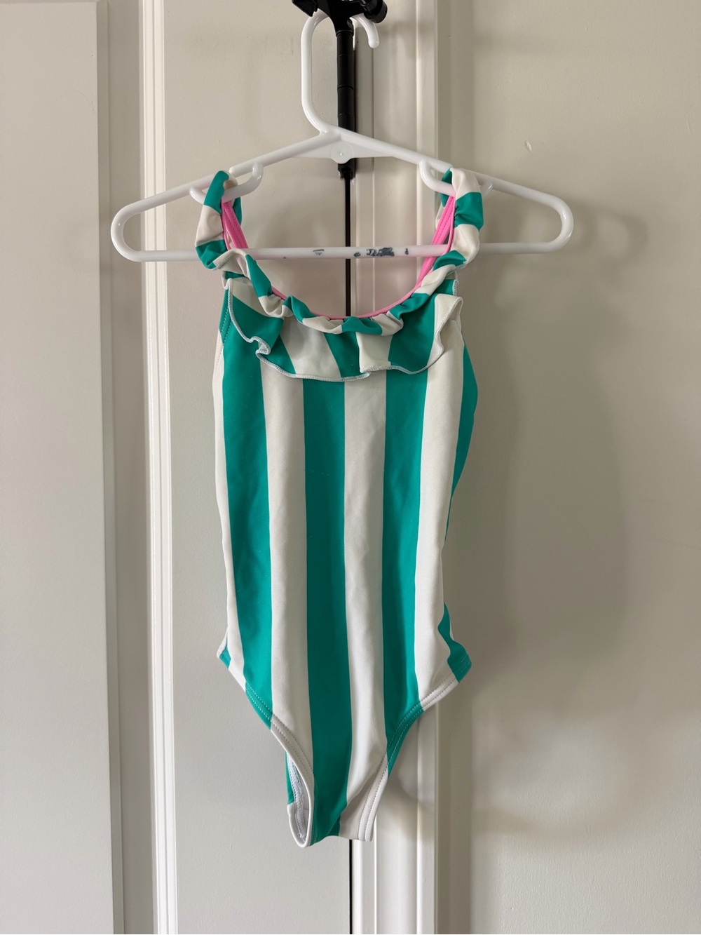 SweetHoney Girls One-Piece Swimsuit in Teal, White & Pink Trim